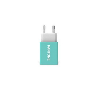 PANTONE Mains Charger with USB Port - 2A - Fast Charge - Cyan Blue